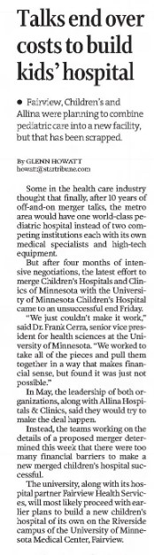 Star Tribune newspaper article from Sept., 9, 2006.