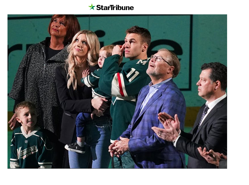 Minnesota Wild winger Zach Parise honored for milestone game and makes donation to Children's Minnesota