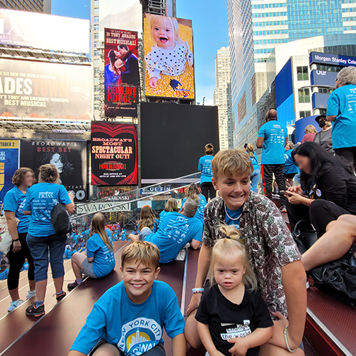 Tallulah's family seeing her on the big screen in Times Square