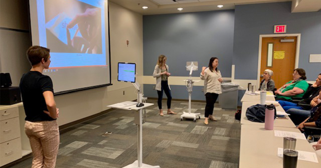 Children's staff educate nurses on how to use Telebuddy system