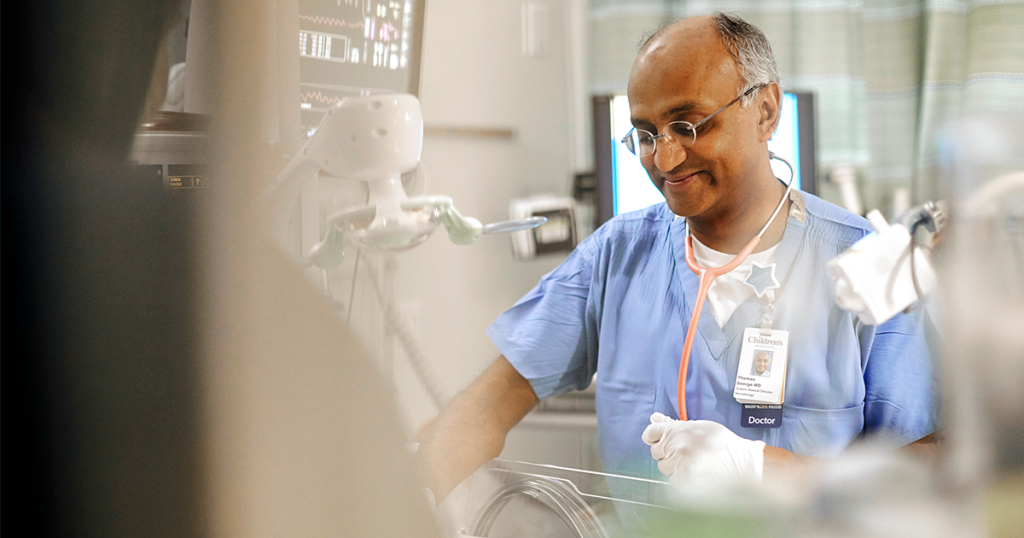 Dr. Tom George in the neonatal intensive care unit