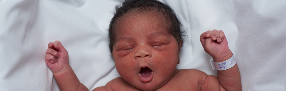 Newborn baby yawning