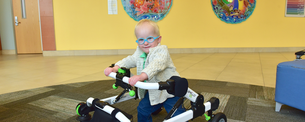 Declyn at Children's Minnesota with his walker