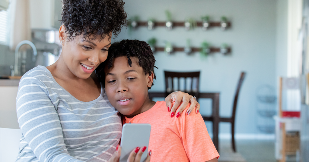 Mother and adolescent son have a virtual care appointment