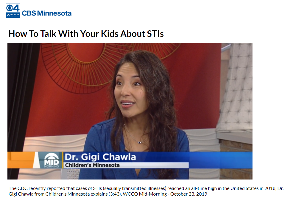 Screen grab of Dr. Gigi Chawla talking about STIs on WCCO