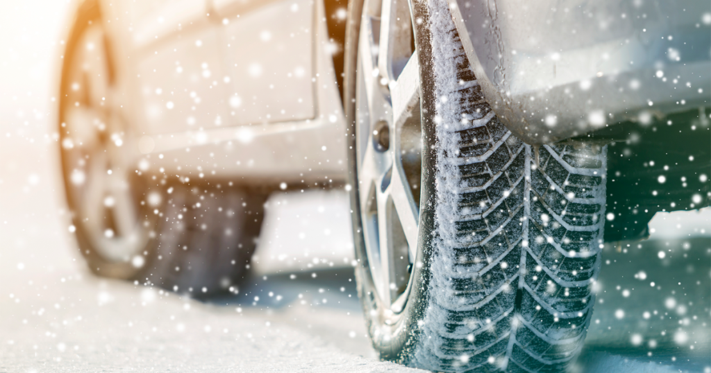 car driving on snowy road
