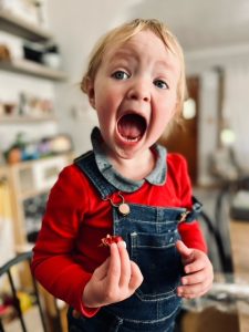 Xenia with her mouth open