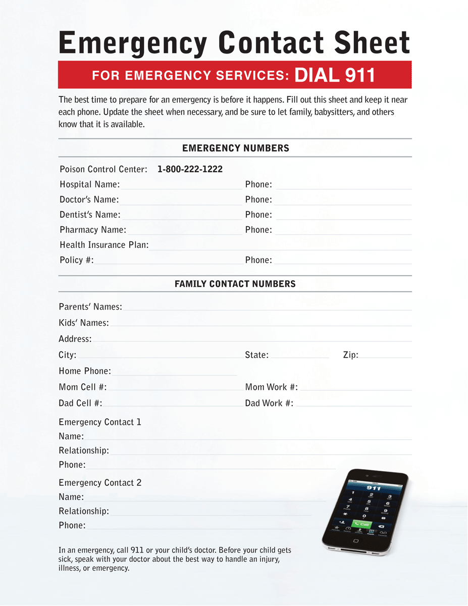 Emergency Contact Sheet