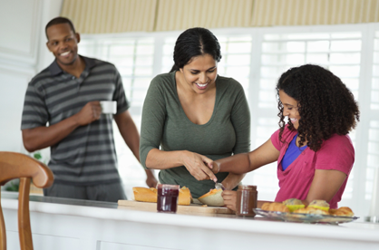 A family prepares a meal