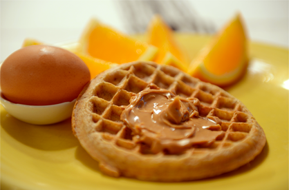 PIcture of a waffle with egg