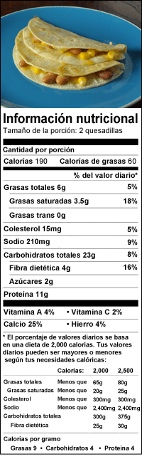 Nutritional label