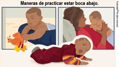 Tres formas en que los bebés pueden practicar estar boca bajo para fortalecer los músculos del cuello, los brazos y los hombros.
